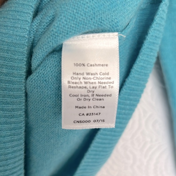 Talbots Petites, Size LP Cashmere Aqua Sweater - Picture 4 of 4